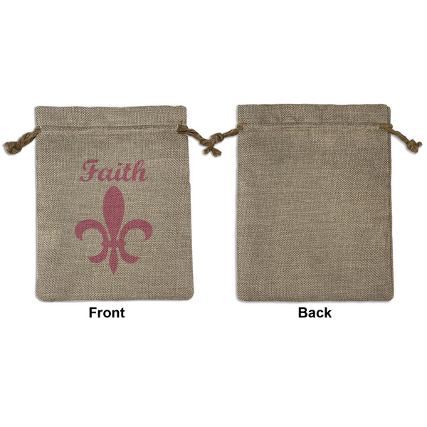 Fleur De Lis Medium Burlap Gift Bag - Front Approval