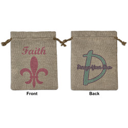 Fleur De Lis Medium Burlap Gift Bag - Front & Back (Personalized)