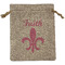 Fleur De Lis Medium Burlap Gift Bag - Front (Personalized)