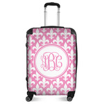 Fleur De Lis Suitcase - 24" Medium - Checked (Personalized)