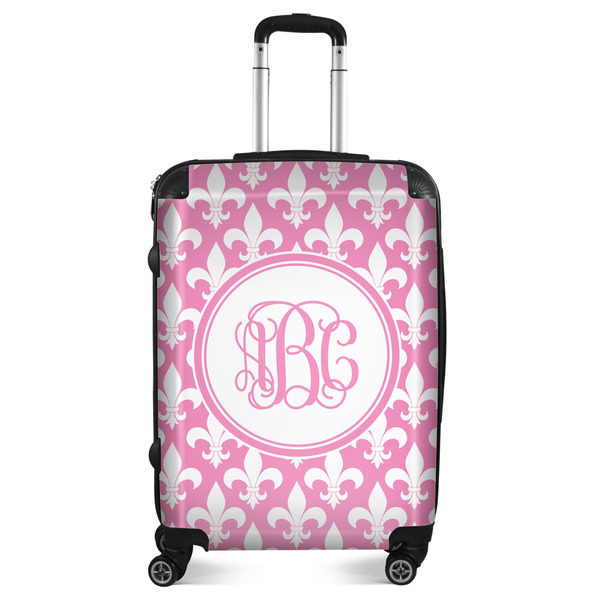 Custom Fleur De Lis Suitcase - 24" Medium - Checked (Personalized)