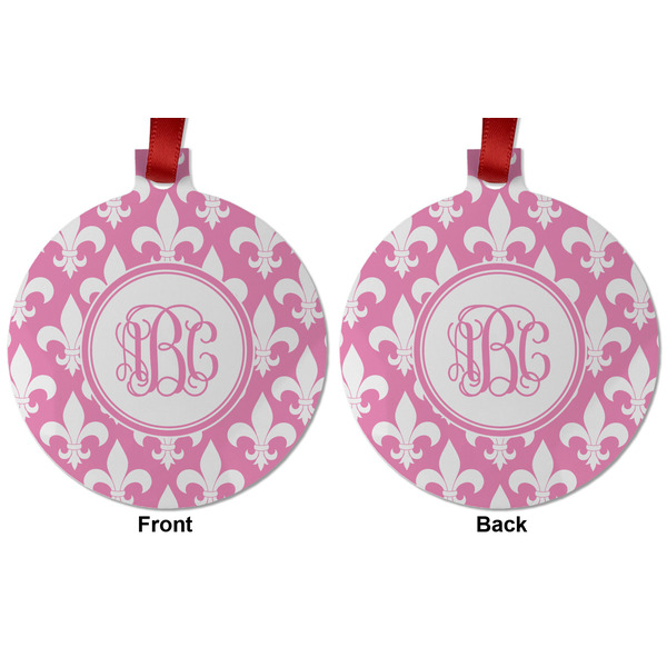 Fleur De Lis Metal Ball Ornament - Front and Back