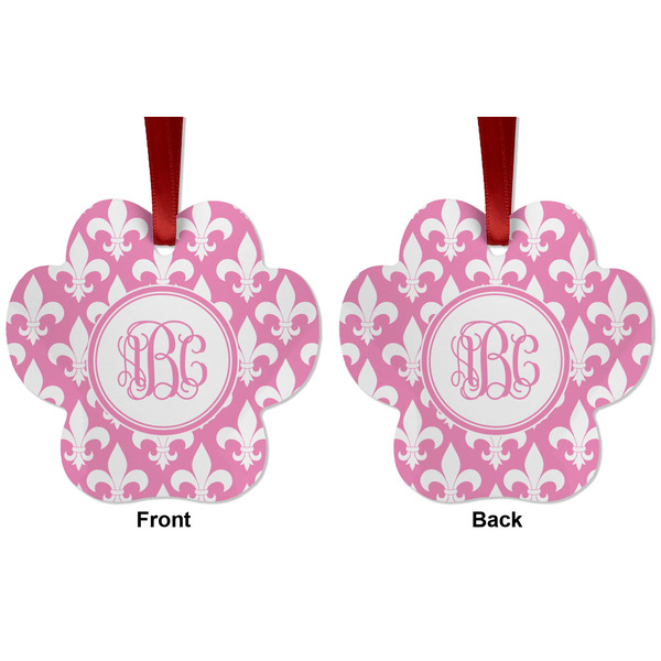 Fleur De Lis Metal Paw Ornament - Front and Back