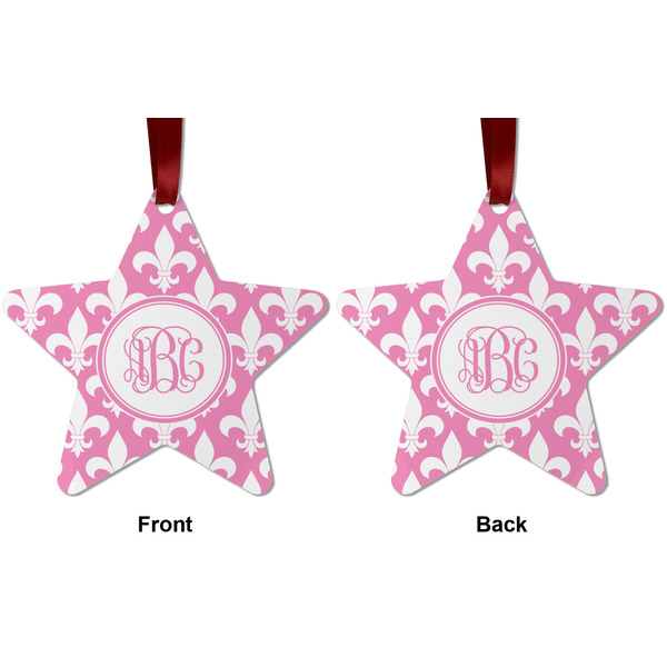 Fleur De Lis Metal Star Ornament - Front and Back