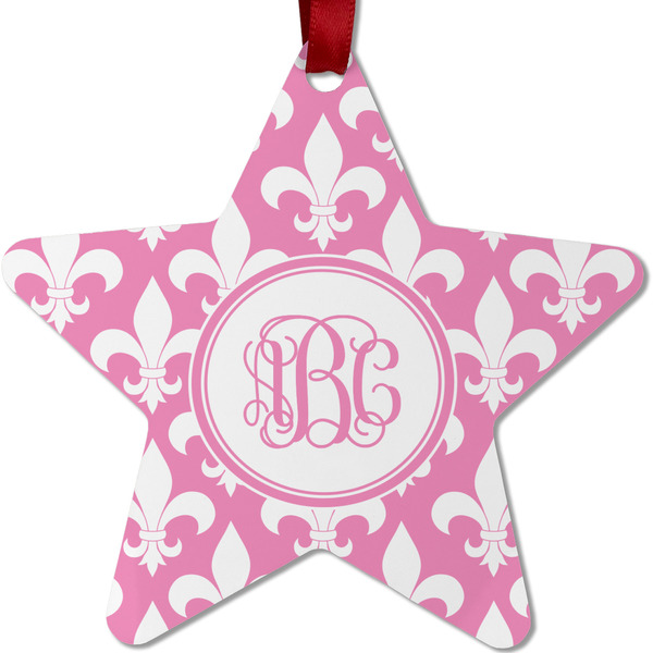 Custom Fleur De Lis Metal Star Ornament - Double Sided w/ Monogram