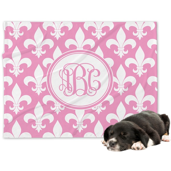 Custom Fleur De Lis Dog Blanket - Large (Personalized)