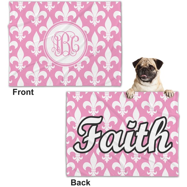 Fleur De Lis Microfleece Dog Blanket - Regular - Front & Back