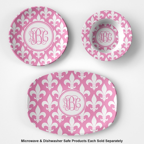 Fleur De Lis Microwave & Dishwasher Safe CP Plastic Dishware - Group