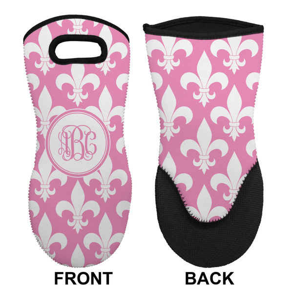 Pink Fleur De Lis Neoprene Oven Mitt (Front & Back)
