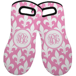 Fleur De Lis Neoprene Oven Mitts - Set of 2 w/ Monogram