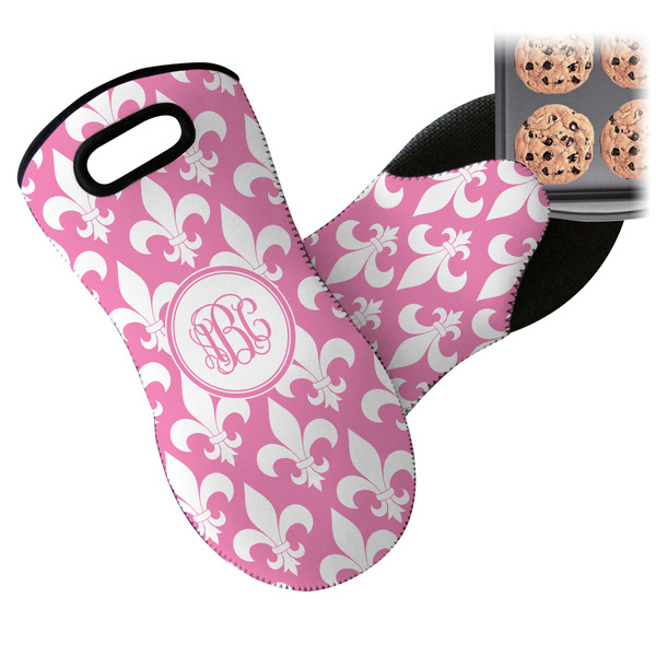 Pink Fleur De Lis Neoprene Oven Mitt