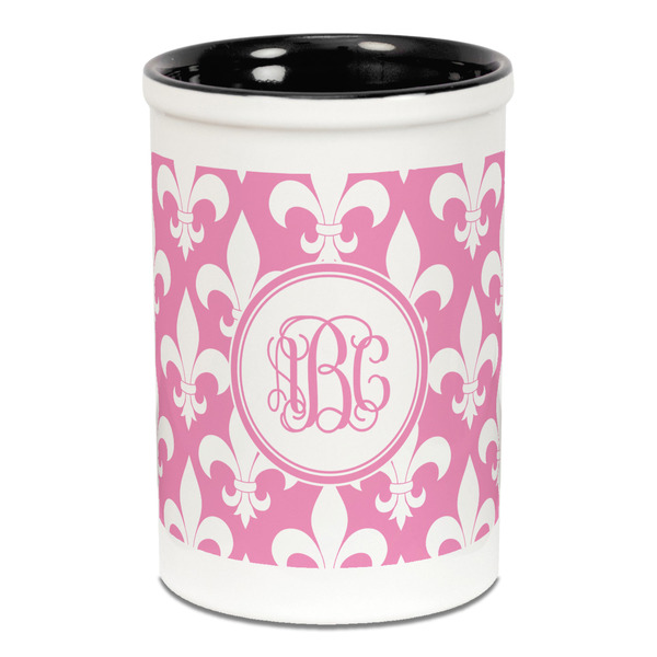 Custom Fleur De Lis Ceramic Pencil Holders - Black