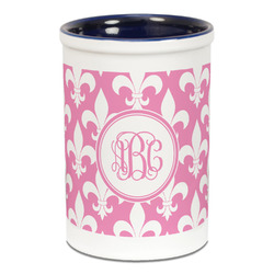 Fleur De Lis Ceramic Pencil Holders - Blue