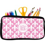 Fleur De Lis Neoprene Pencil Case - Small w/ Monogram