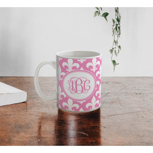 Fleur De Lis Personalized Coffee Mug - Lifestyle