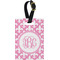 Fleur De Lis Plastic Luggage Tag - Rectangular w/ Monogram