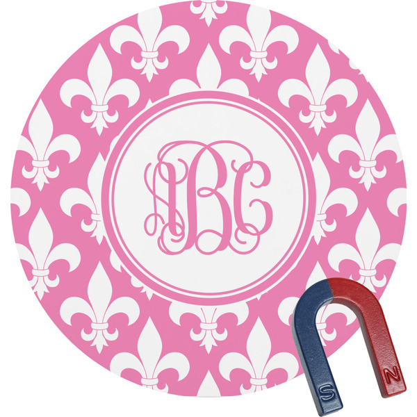 Custom Fleur De Lis Round Fridge Magnet (Personalized)