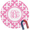 Pink Fleur De Lis Personalized Round Fridge Magnet