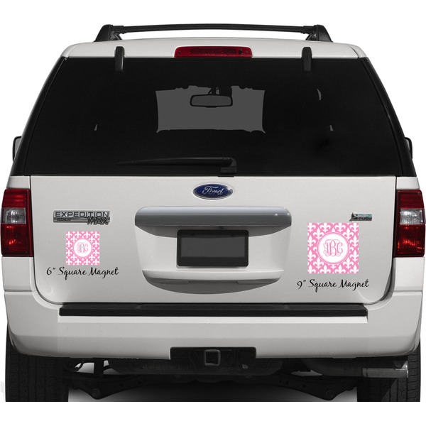 Fleur De Lis Personalized Square Car Magnets on Ford Explorer