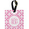 Fleur De Lis Plastic Luggage Tag - Square w/ Monogram
