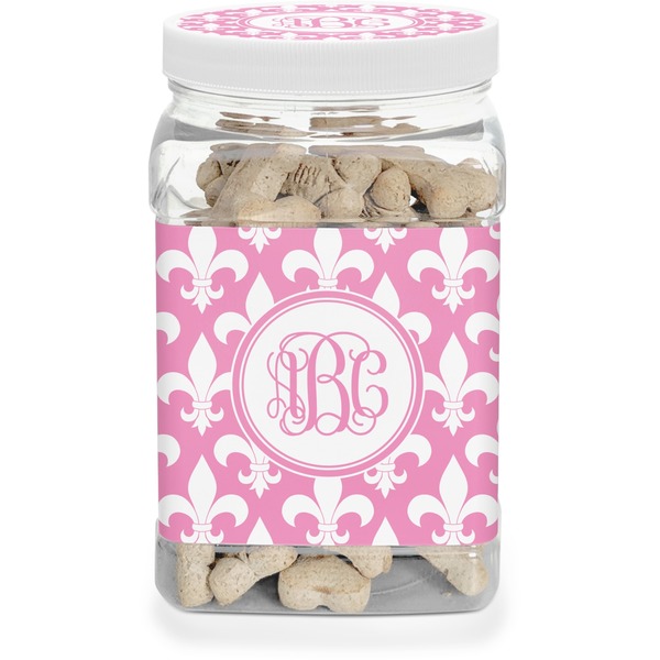 Custom Fleur De Lis Dog Treat Jar (Personalized)