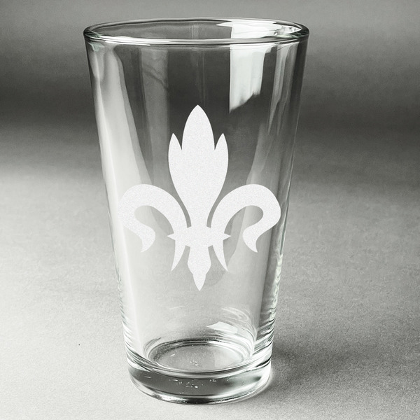 Custom Fleur De Lis Pint Glass - Engraved (Single)
