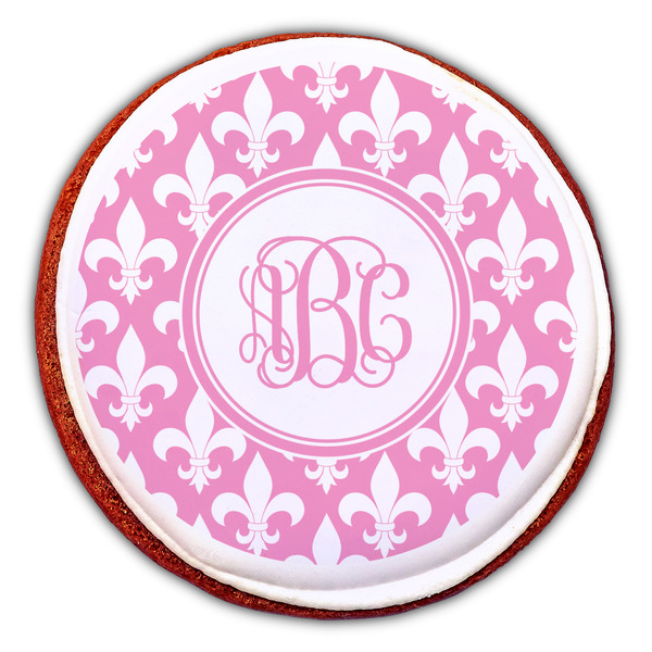 Fleur De Lis Printed Icing Circle - Large - On Cookie