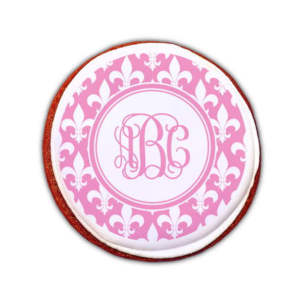 Fleur De Lis Printed Icing Circle - Small - On Cookie