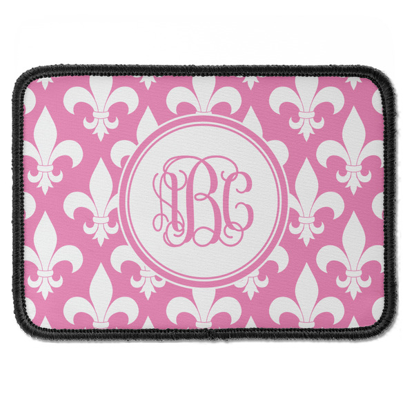 Custom Fleur De Lis Iron On Rectangle Patch w/ Monogram