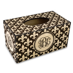 Fleur De Lis Wood Tissue Box Cover - Rectangle (Personalized)