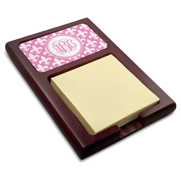 Custom Fleur De Lis Red Mahogany Sticky Note Holder (Personalized)