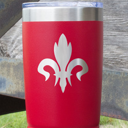 Fleur De Lis 20 oz Stainless Steel Tumbler - Red - Double Sided (Personalized)