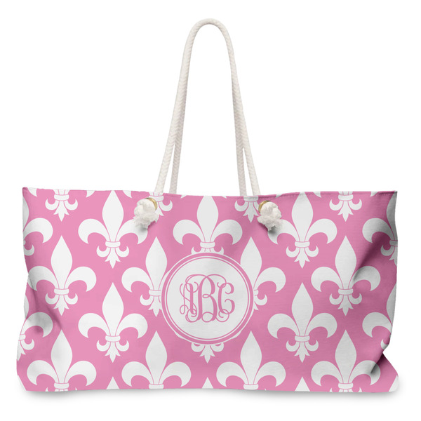 Custom Fleur De Lis Large Tote Bag with Rope Handles (Personalized)
