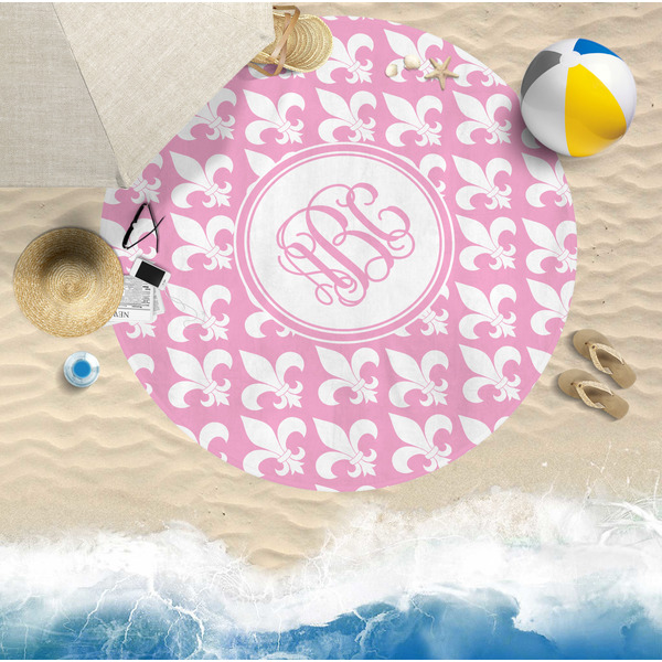 Fleur De Lis Round Beach Towel Lifestyle