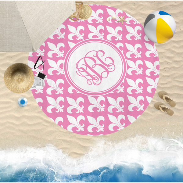 Fleur De Lis Round Beach Towel Lifestyle