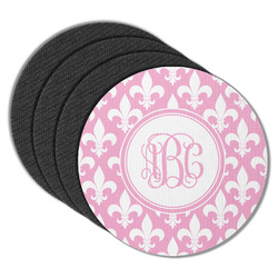 Fleur De Lis Round Rubber Backed Coasters - Set of 4 (Personalized)