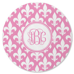 Fleur De Lis Round Rubber Backed Coaster (Personalized)