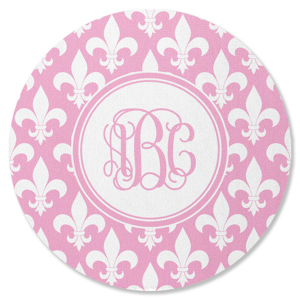 Custom Fleur De Lis Round Rubber Backed Coaster (Personalized)