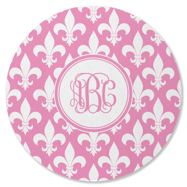 Custom Fleur De Lis Round Rubber Backed Coaster (Personalized)
