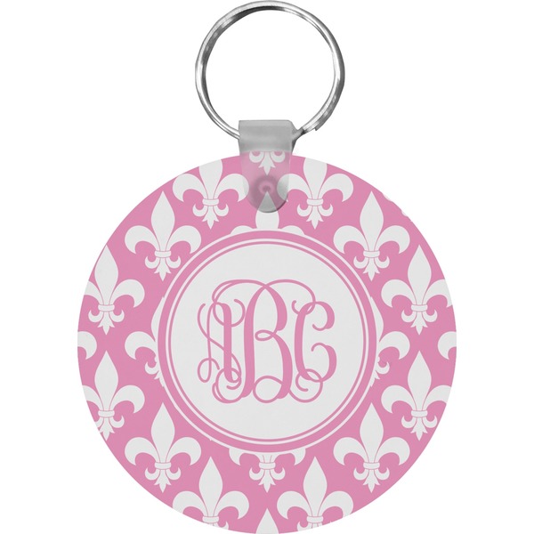 Custom Fleur De Lis Round Plastic Keychain (Personalized)