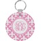 Pink Fleur De Lis Round Keychain (Personalized)