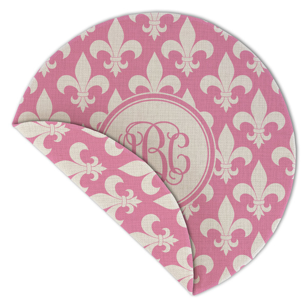 Fleur De Lis Round Linen Placemats - Front (folded corner double sided)