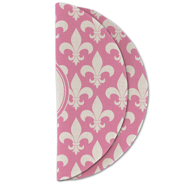 Fleur De Lis Round Linen Placemats - HALF FOLDED (double sided)