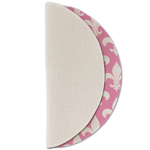 Fleur De Lis Round Linen Placemats - HALF FOLDED (single sided)
