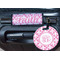 Fleur De Lis Round Luggage Tag & Handle Wrap - In Context