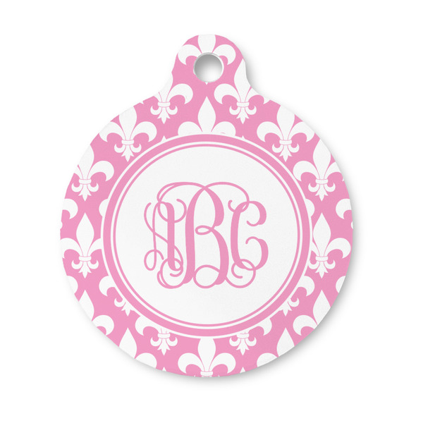 Custom Fleur De Lis Round Pet ID Tag - Small (Personalized)