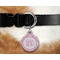 Fleur De Lis Round Pet Tag on Collar & Dog