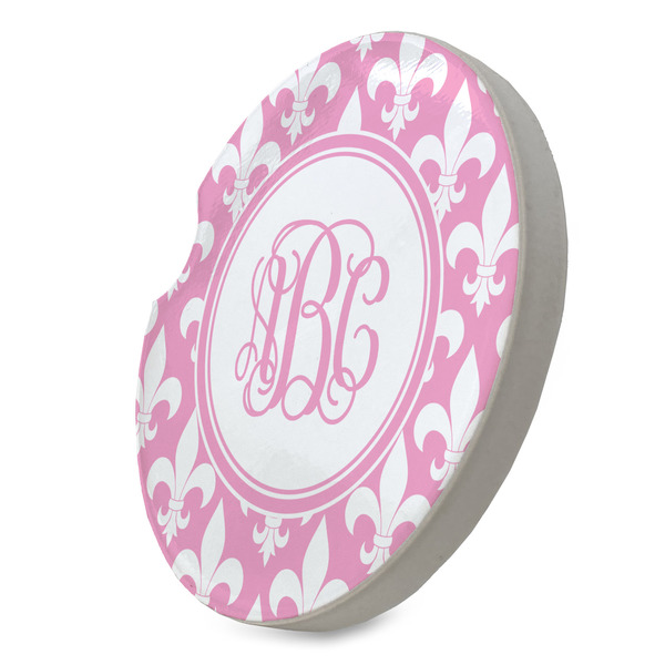 Fleur De Lis Sandstone Car Coaster - STANDING ANGLE