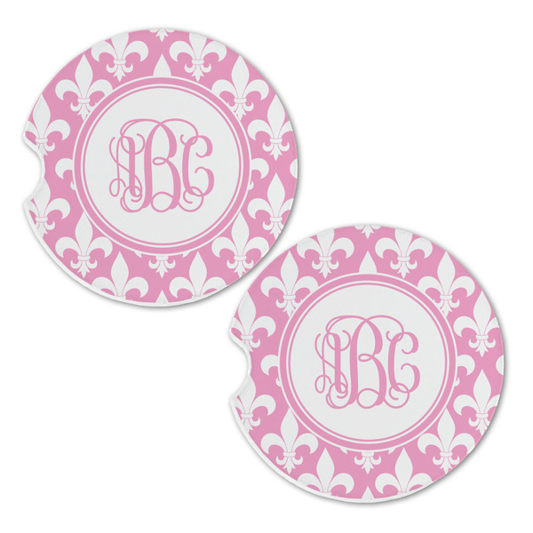 Fleur De Lis Sandstone Car Coasters - Set of 2