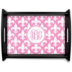 Fleur De Lis Black Wooden Tray - Large (Personalized)